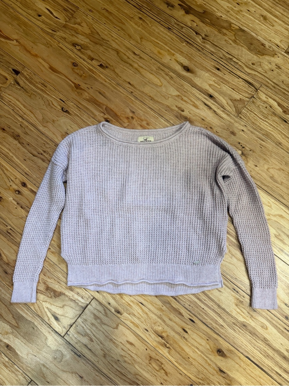 Hollister Pastel Lavender Waffle-Knit Crew Sweater